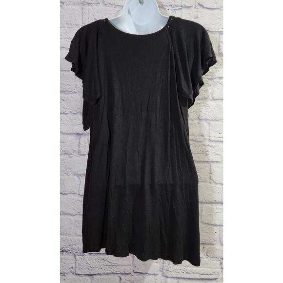 Uniform JPR Black Pleated Metal Stud Bodice Short Cap Flutter Sleeves M Soft - Picture 4 of 6